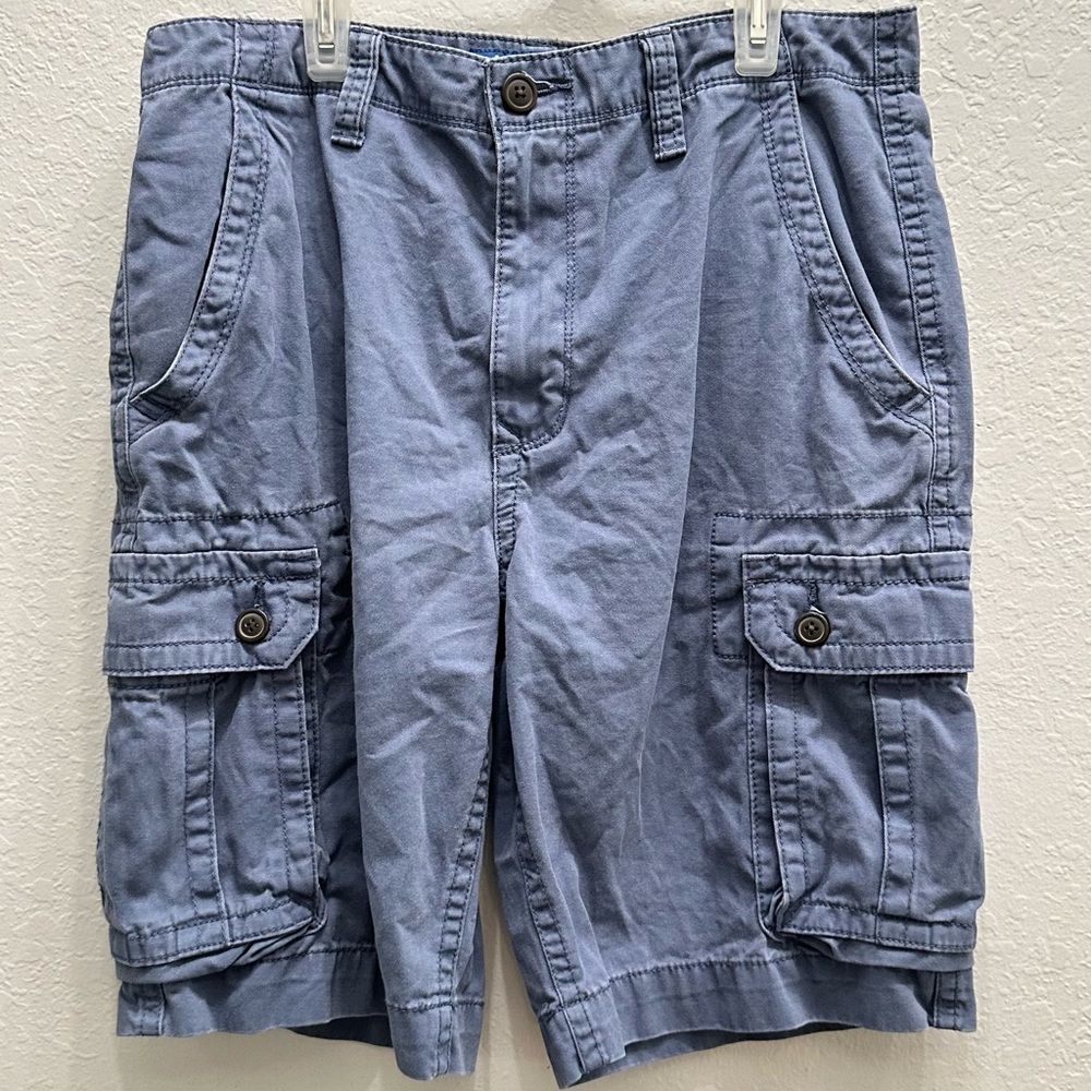 NWOT Men’s Gray-Blue Cargo Shorts, size 32, 10.5” inseam